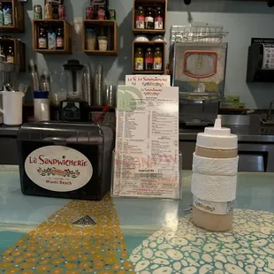 Counter seating + yummy dijon sauce