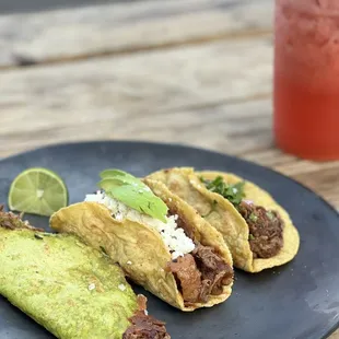 three tacos on a plate