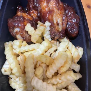 Korean bbq wings and fries