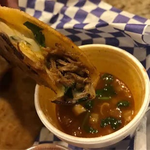 Close up of Quesabirria Taco