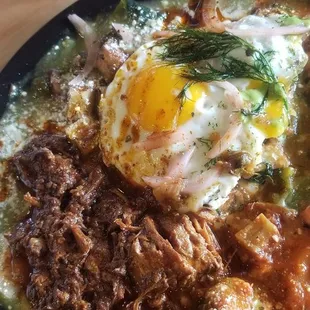 Chile relleno divorciados with barbacoa