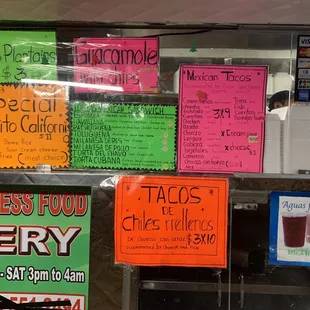 a variety of menus