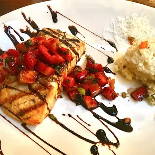 Wild Salmon Risotto  (* note the strawberries )