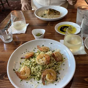 House made linguine with pesto and grilled prawns for me. The Mr. ordered the mushroom risotto foe the 2nd time.