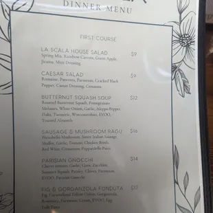 menu