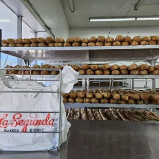shelves of fresh bread