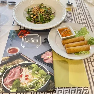 Bo tai chanh (rare beef salad) &amp; cha gio (egg rolls)