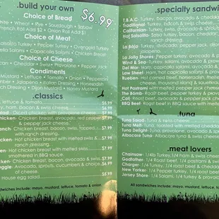 Menu - think they said it's old pricing though