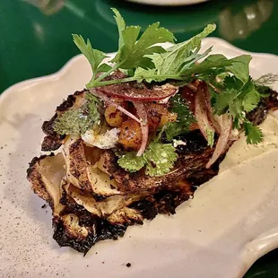 Grilled Arrowhead Cabbage, Smoked Apricot, Goat Curd, Black Lime
