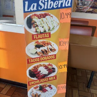 Daily specials.