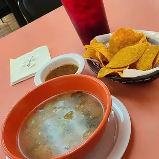 Consome w/ chips &amp; salsa