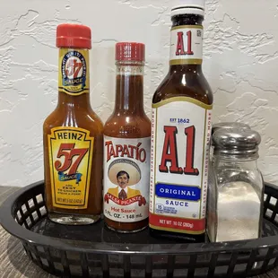 rather eclectic gathering of condiments