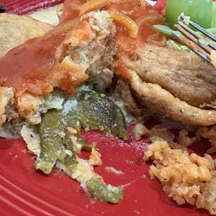 Chile Rellanos with cornmeal batter.