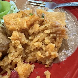 Runny beans &amp; rice.