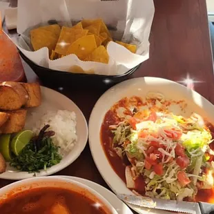 sea food soup and.  Enchiladas Supremas Lunch
