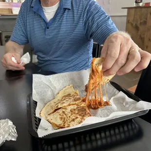 Quesadilla with pork so cheesy and flavorful