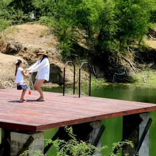 Guest dancing on the dock