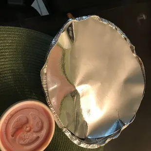 a pie and a bowl of ketchup