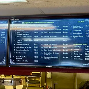 Menu- combo plates, salads and soups