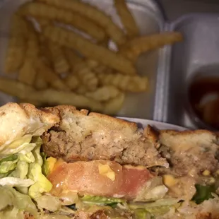 Cheeseburger Special with crinkle cut fries