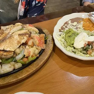 Seafood Fajitas.   The tilapia is exceptional as is the rest of the sea food meat.