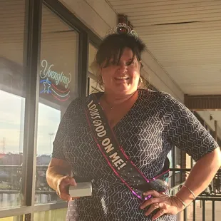My friend and her sash and crown