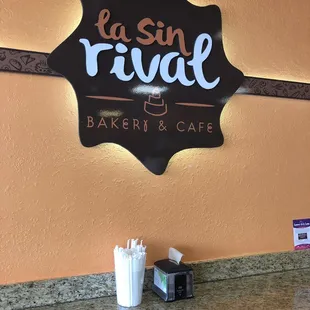 Inside counter with large new logo. Great service at this Cuban bakery with great food at decent prices.