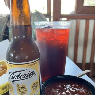 Perfect cold beer and bland Jamaica