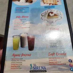 Back of menu