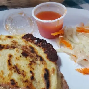 Bean and cheese papusa, no complaints and the sauce was tasty