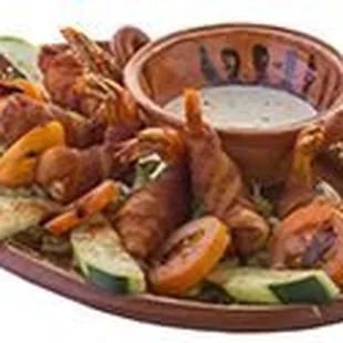 Botana de camaron con tocino