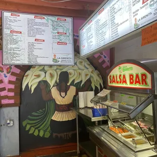 Salsa bar and menu