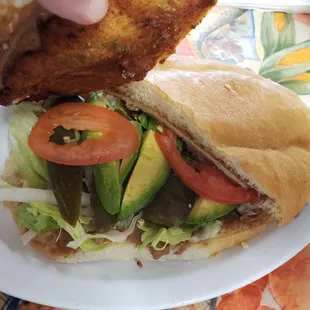 torta con milanesa de pollo (Mexican breaded chicken sub)