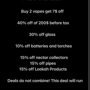 LA SMOKE SHOP, 420 DEALS! Come while supplies lasts! Leave a review we would really appreciate it! 
Thank you. 

-LA SMOKE SHOP Management!