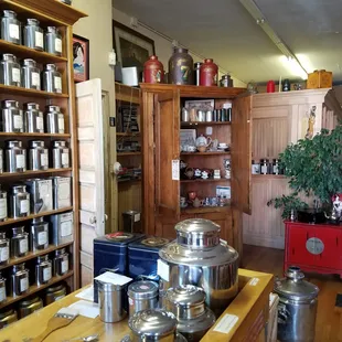 a room full of pots and pans