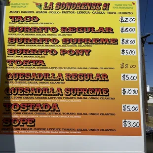 a menu for a mexican restaurant