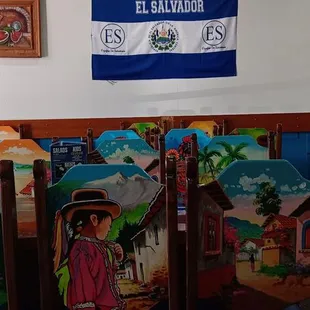 Beautiful artwork on the chairs