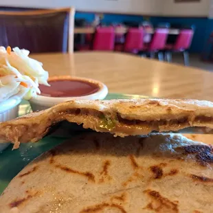 Inside the bean and cheese pupusa
