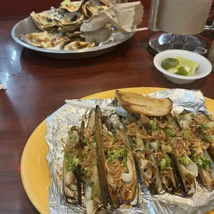 Grilled oysters &amp; razor clams ! Great job Chef ! Delicious!