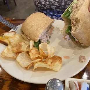 Tuna Whole Chicken Salad Sandwich (you pick your own bread) .  Very large portion!  So good!