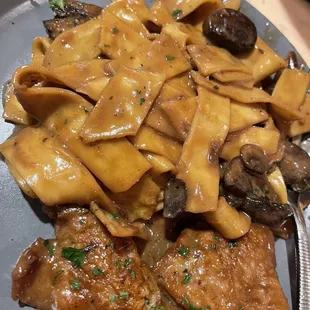 Veal Marsala with fresh pappardelle pasta