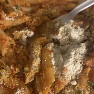 Eggplant Parmesan with ziti