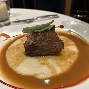 Braised short ribs over polenta - yummy!
