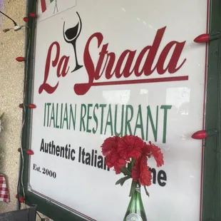 La Strada door sign.