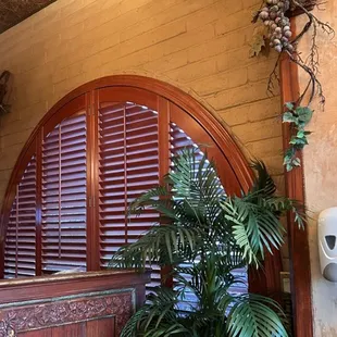 the entrance to a restaurant