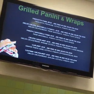 Menu board - grilled panini &amp; wraps