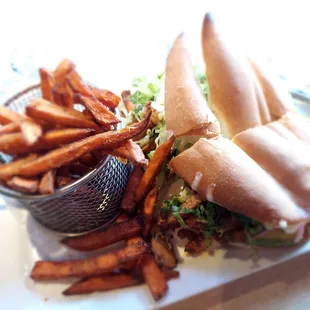 a sandwich and french fries