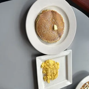 Cornmeal Short stack with a side order of eggs