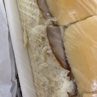 Platter of Bocaditos/ ham &amp; cheese/ ham is dark brown and when opened the odor was simply foul!
