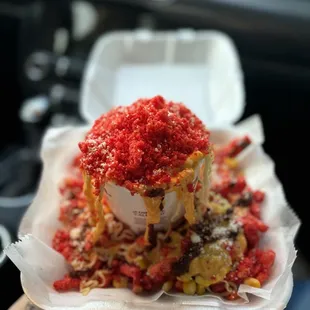 Volcano w/ hot Cheetos